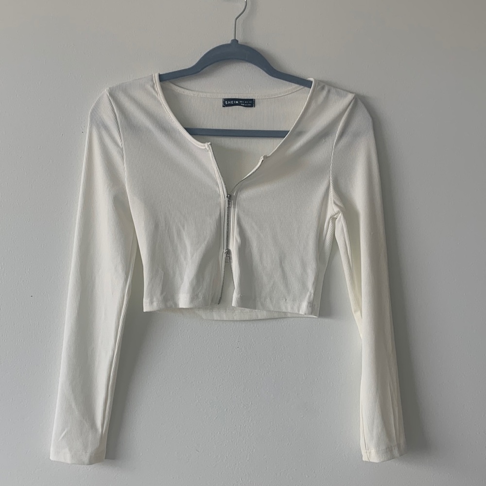 SHEIN zip up crop top